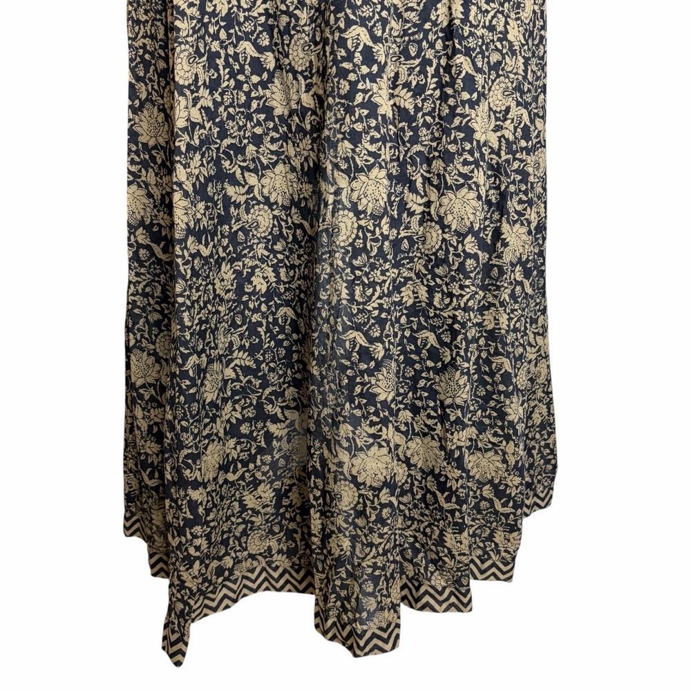 Free People Ultraviolet Maxi Dress L Black Brown Floral Smocked Boho Whimsigoth - Picture 6 of 13